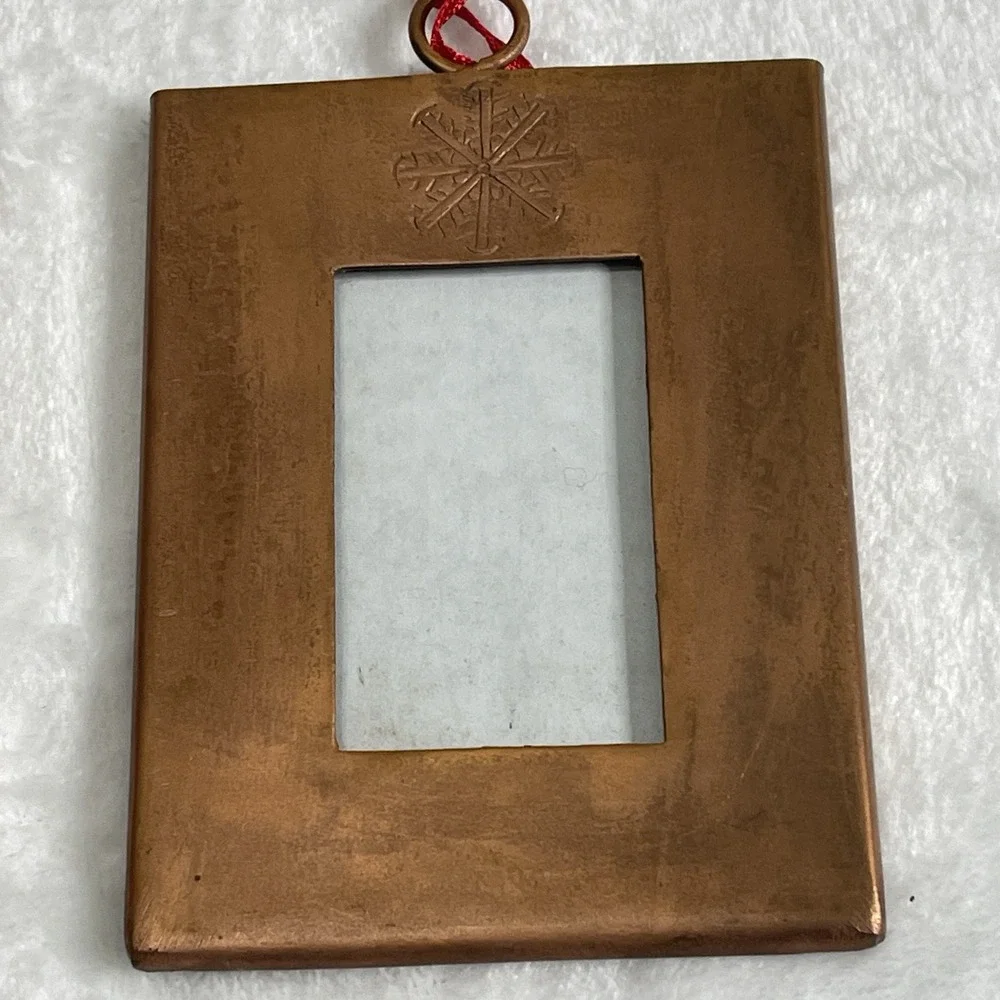 2 Christmas Tree Ornament Photo Picture Frame‎ Metal Snowflake Heavy See Photos